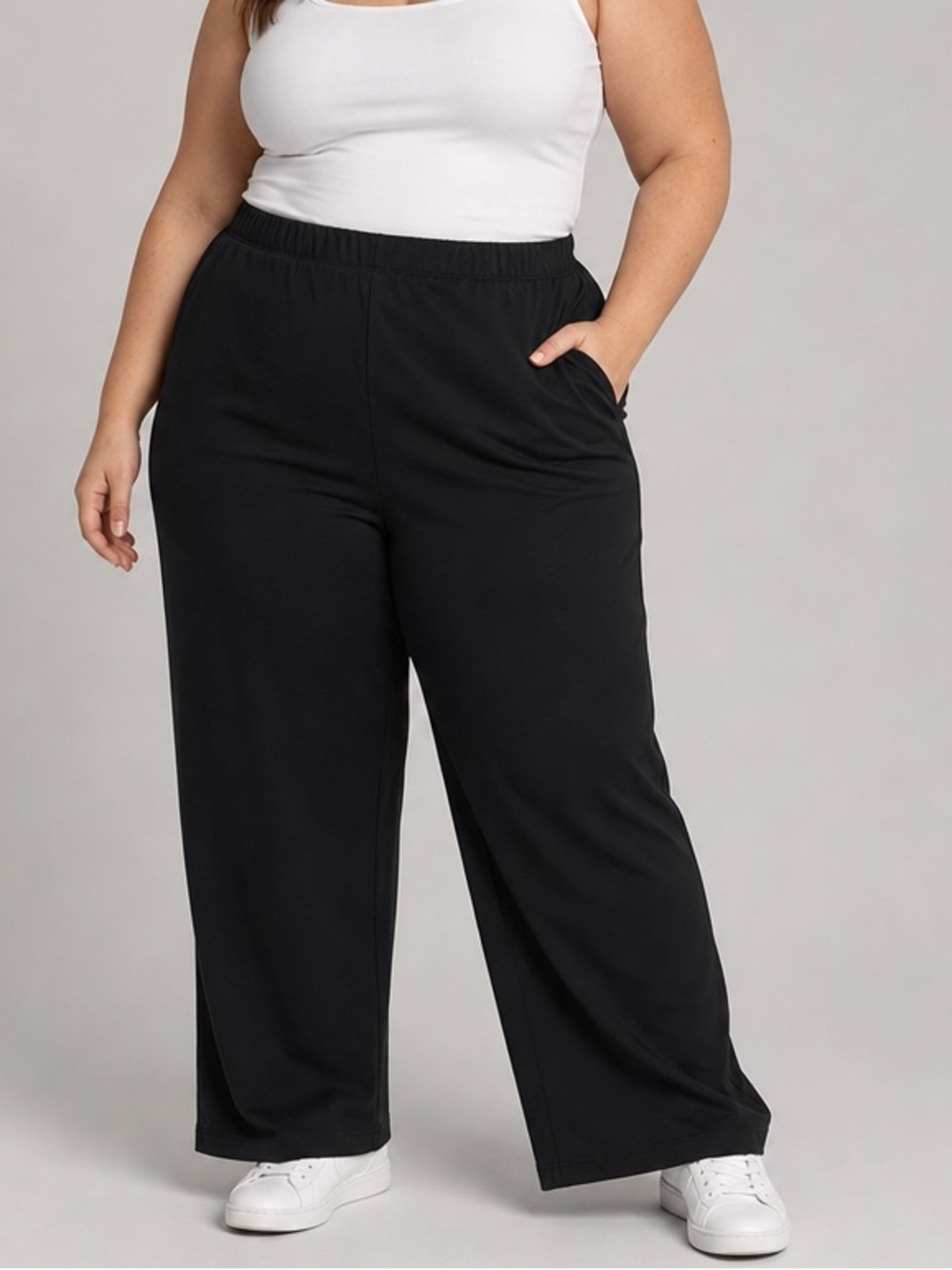 ACTIVE ZONE Black Relaxed Pull-On Pants with Pockets 1X